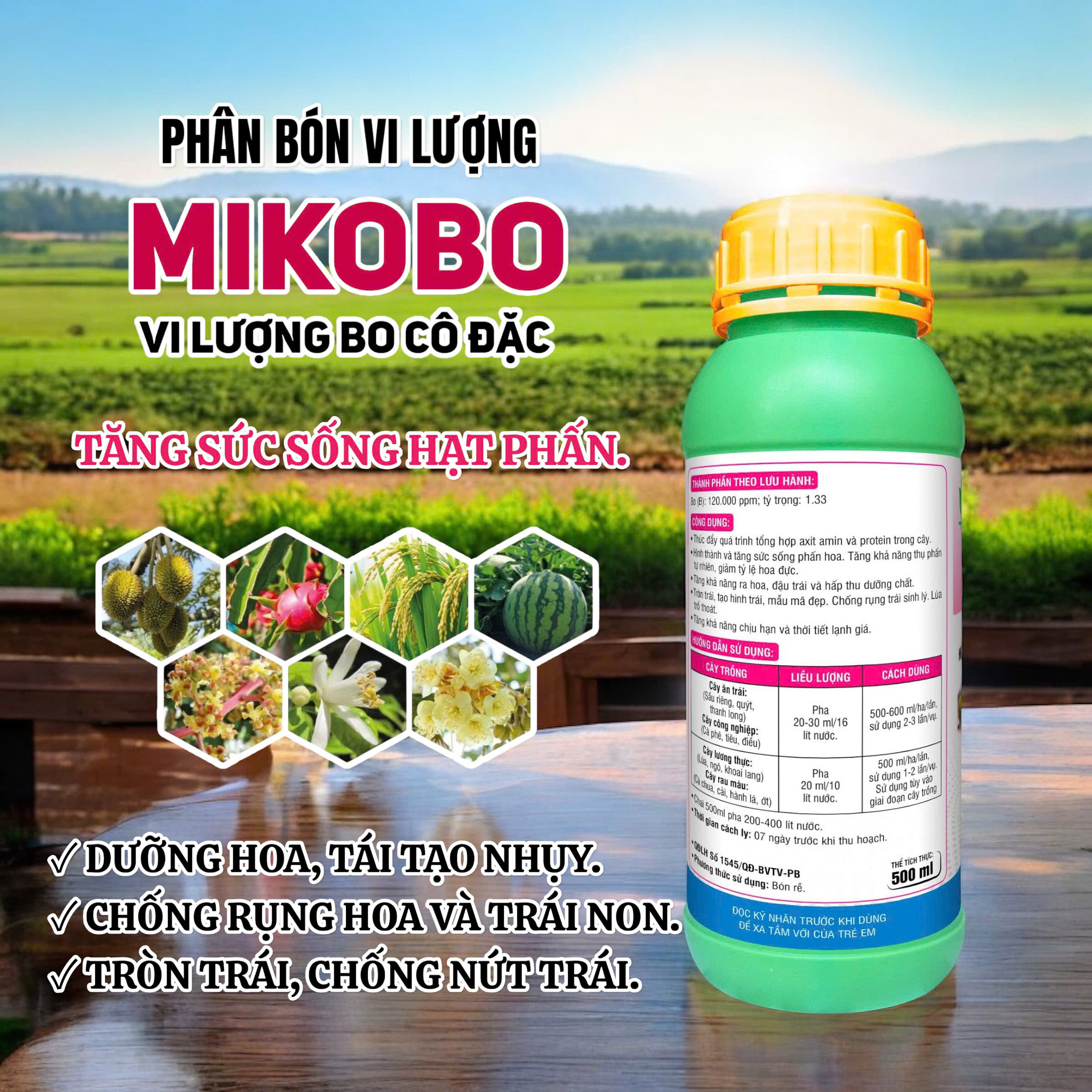 Phân bón vi lượng MIKOBO THL-Bo 12 - Chai 500ml
